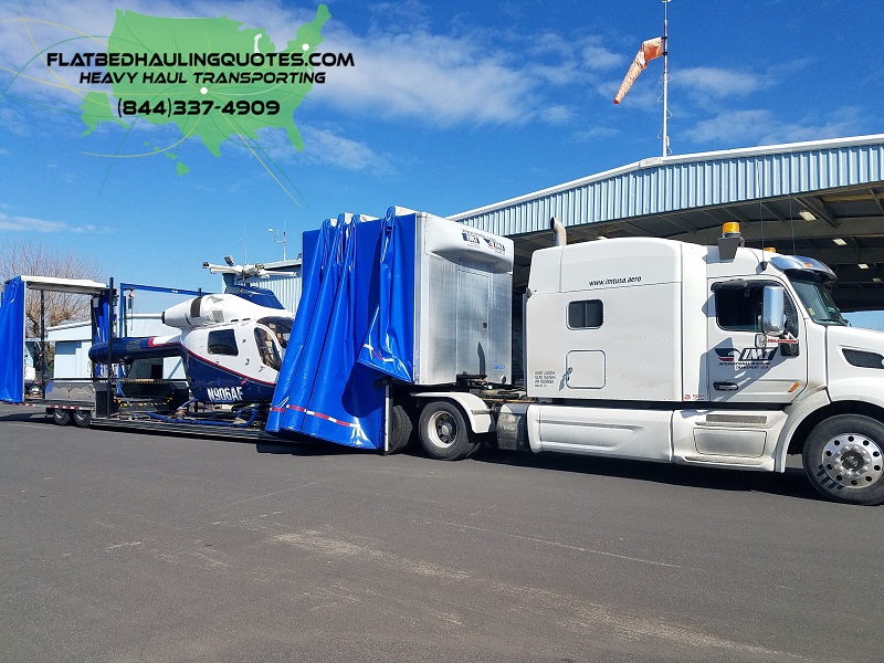 Helicopter Transportation Trailer, heavy equipment shipper, helicopter transportation services, flatbed trucking companies, flatbed moving company