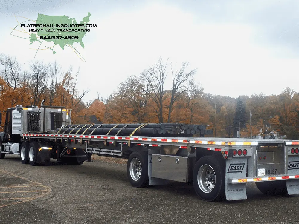 moving steel on a flatbed trailer