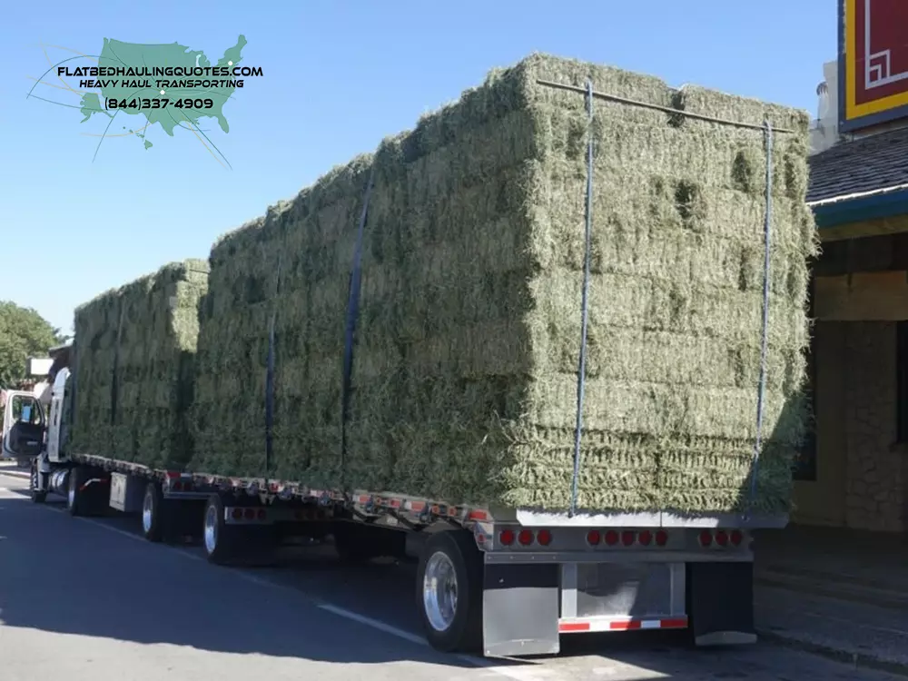 Agricultural machinery Transport Services for Heavy Hay Bales on Flatbed Trailers