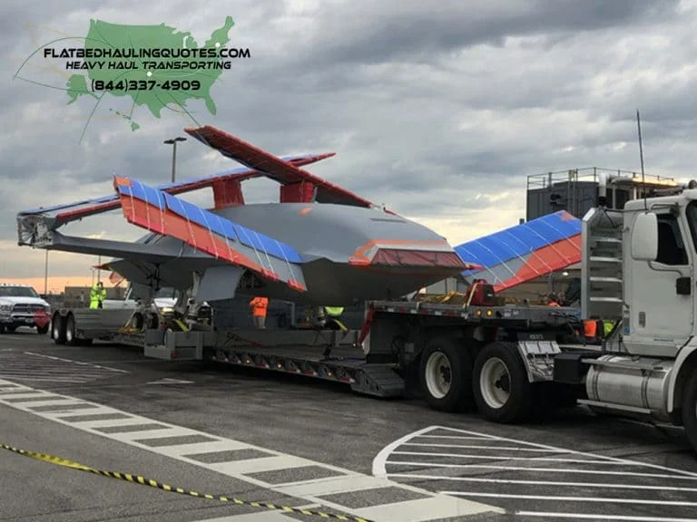 Moving an aircraft on a flatbed trailer